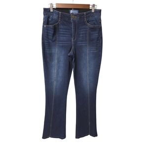 Democracy Ab Solution Jeans Womens 10 Blue Dark Wash Bootcut Split Hem Seamed